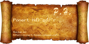 Ponert Hágár névjegykártya